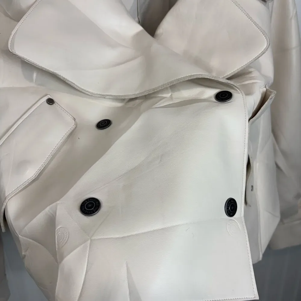 We The Free Alexis vegan faux leather Off-White Double-Breasted cropped jacket